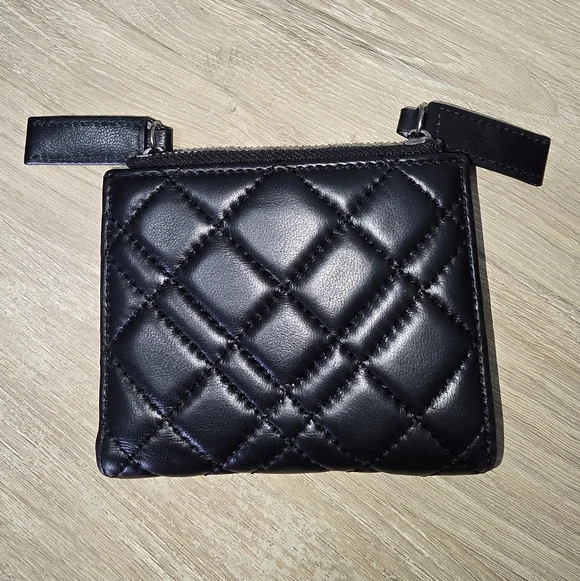 Kurt Geiger London Quilted Leather Wallet Black Zip Card Holder Kensington Style - Picture 5 of 11